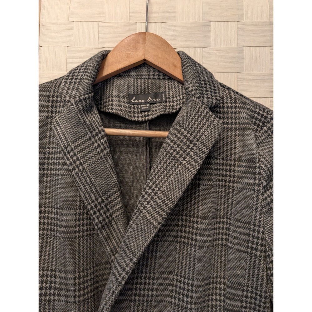 Love Tree‎ Blazer Houndstooth Plaid Jacket Women Office Academic Old Money Sz S - Picture 4 of 14